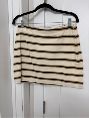 Le Bop Striped Cream Mini Skirt with Brown and Black Bands